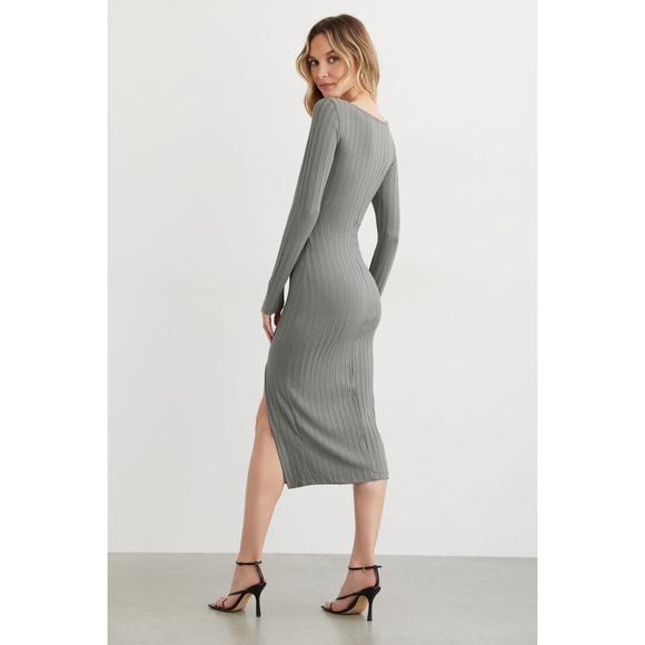 Dynamite Ribbed Turquoise-Blue Dress - Picture 4 of 8